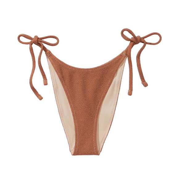 VS Brazilian Tan Brown Shimmer Side-Tie Bikini Bottom Medium - Picture 1 of 8